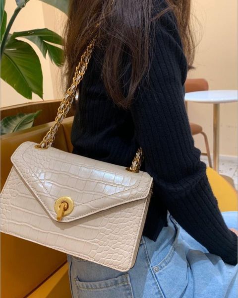 the new women's bags crocodile chain square sling bag shoulder/crossbody bag