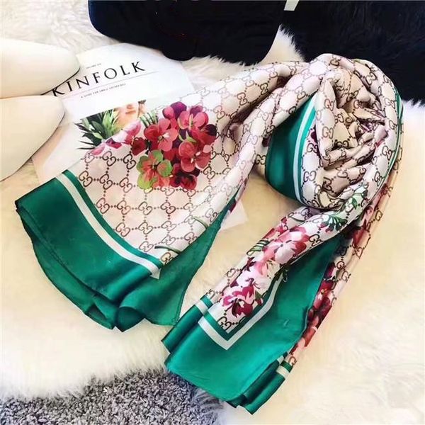 2020 silk scarf for women fashion summer full logo green floral flower long scarves wrap with tag 180x90cm shawls, Blue;gray
2020 silk scarf for women fashion summer full logo green floral flower long scarves wrap with tag 180x90cm shawls, Blue;gray