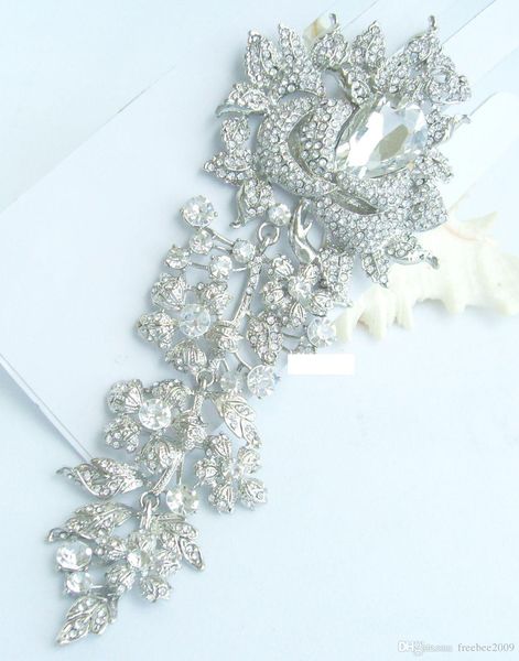 7.5" gorgeous bridal flower brooch pin w clear rhinestone crystals ee04705c1, Gray
7.5" gorgeous bridal flower brooch pin w clear rhinestone crystals ee04705c1, Gray