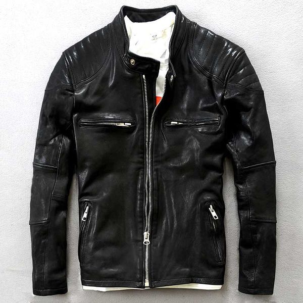 men's leather & faux genuine fashion slim fit sheep skin motorcycle jacket youth male autumn winter coat, Black
men's leather & faux genuine fashion slim fit sheep skin motorcycle jacket youth male autumn winter coat, Black