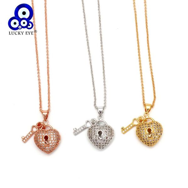 lucky eye key heart lock pendant necklace rose gold silver long chain micro pave zircon necklace jewelry for women female ey6402
lucky eye key heart lock pendant necklace rose gold silver long chain micro pave zircon necklace jewelry for women female ey6402
