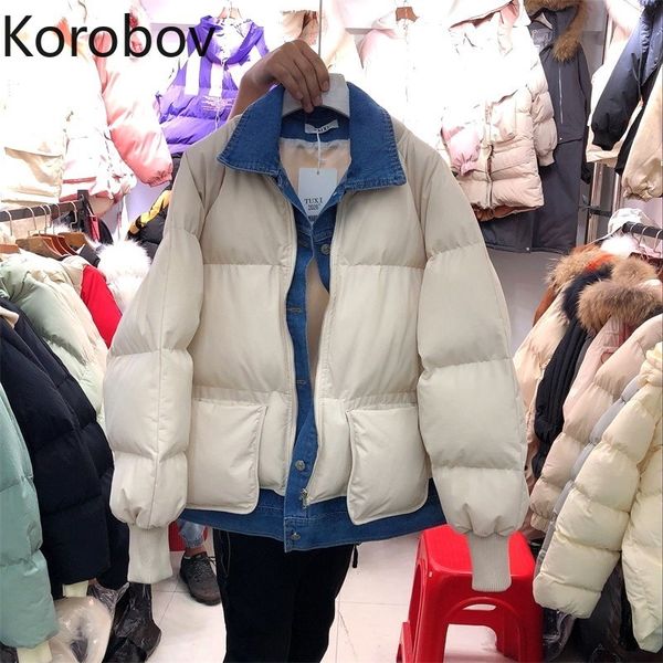 korobov women long sleeve patchwork parkas high street denim hit color female jackets fashion winter warm coat 79121, Black
korobov women long sleeve patchwork parkas high street denim hit color female jackets fashion winter warm coat 79121, Black