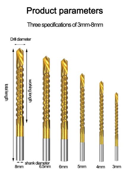 6pc serrated drill bit twist drill household metal punch woodworking reaming slot multifunctional hand 3mm-8mm
6pc serrated drill bit twist drill household metal punch woodworking reaming slot multifunctional hand 3mm-8mm