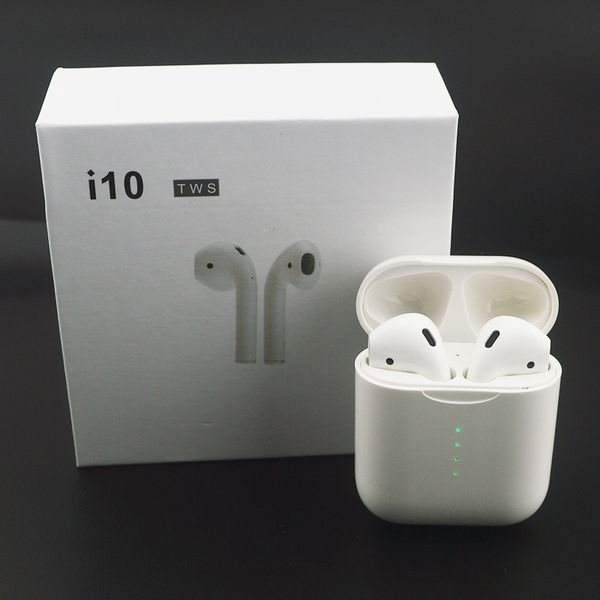 

i10 Tws Беспроводная связь Bluetooth 5.0 Наушники Наушники Авто Включение / выключение беспроводной зарядки с микрофоном Зарядка для iPhone iPad