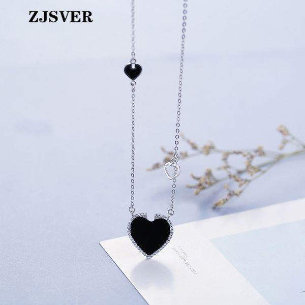 zjsver heart shape black agate pendant fashion silver clavicle chain women necklace fine jewelry 925 sterling silver necklace
zjsver heart shape black agate pendant fashion silver clavicle chain women necklace fine jewelry 925 sterling silver necklace