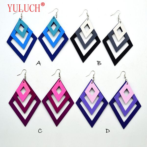 yuluch colorful geometric hollow rhombus pendant multi-graded gradient long wooden earrings african female accessory jewelry, Silver
yuluch colorful geometric hollow rhombus pendant multi-graded gradient long wooden earrings african female accessory jewelry, Silver