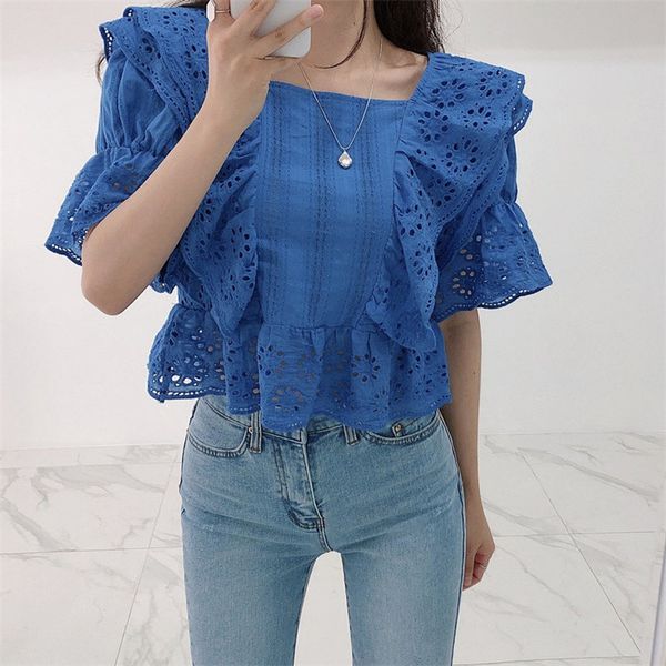 новые кружева площади воротник хук цветы sexy высокой талией 2020 summer thin chic женщины оборками выдалбливают сладкие короткие футболки, White
новые кружева площади воротник хук цветы sexy высокой талией 2020 summer thin chic женщины оборками выдалбливают сладкие короткие футболки, White