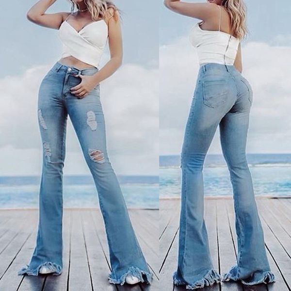 fashion women high waist denim 2019 hole jeans button tassel casual pants trousers bell-bottom summer pants plus size 3m15, Blue
fashion women high waist denim 2019 hole jeans button tassel casual pants trousers bell-bottom summer pants plus size 3m15, Blue