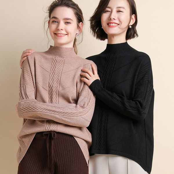 2019 autumn winter sweater women cable knit loose knitting basic pullover in black turtleneck shirt female long sleeve, White;black
2019 autumn winter sweater women cable knit loose knitting basic pullover in black turtleneck shirt female long sleeve, White;black