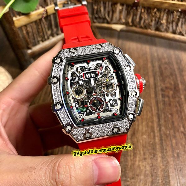 edition rm11-03 skeleton dial diamond silver 904l steel case flyback chrono automatic 11-03 mens watch red rubber strap sport watches, Slivery;brown
edition rm11-03 skeleton dial diamond silver 904l steel case flyback chrono automatic 11-03 mens watch red rubber strap sport watches, Slivery;brown