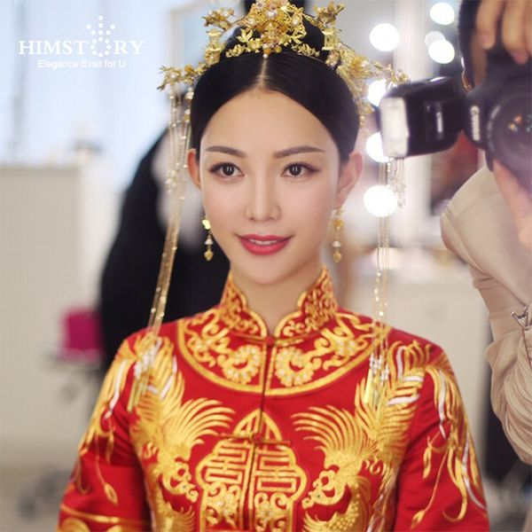 himstory new chinese claasical bride headdress costume retro hairpin gold orient bride wedding coronet hair accessories, Golden;white
himstory new chinese claasical bride headdress costume retro hairpin gold orient bride wedding coronet hair accessories, Golden;white