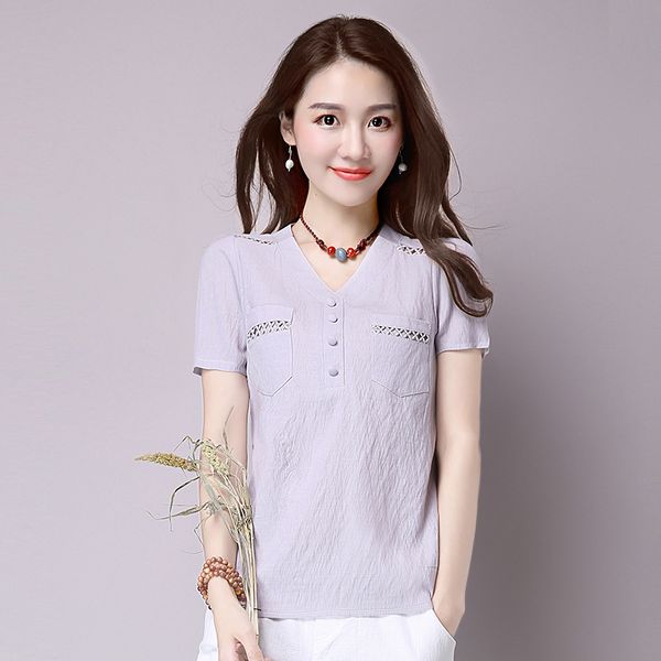 short sleeve blusas feminina ver o summer women linen shirt women blouses off shoulder blouse, White
short sleeve blusas feminina ver o summer women linen shirt women blouses off shoulder blouse, White