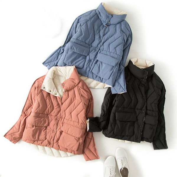 new women double-sided wear ultra light short down jacket winter warm outerwear fashion female single breasted white down coat, Black
new women double-sided wear ultra light short down jacket winter warm outerwear fashion female single breasted white down coat, Black