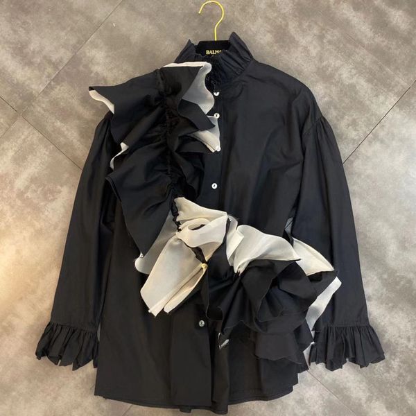 deat 2020 spring long sleeve stand collar ruffled size loose blouse women mh649, White
deat 2020 spring long sleeve stand collar ruffled size loose blouse women mh649, White