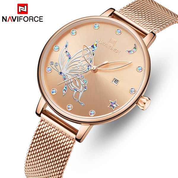 naviforce crystal watch women brand rose gold steel mesh ladies wrist watches bracelet girl clock, Slivery;brown
naviforce crystal watch women brand rose gold steel mesh ladies wrist watches bracelet girl clock, Slivery;brown