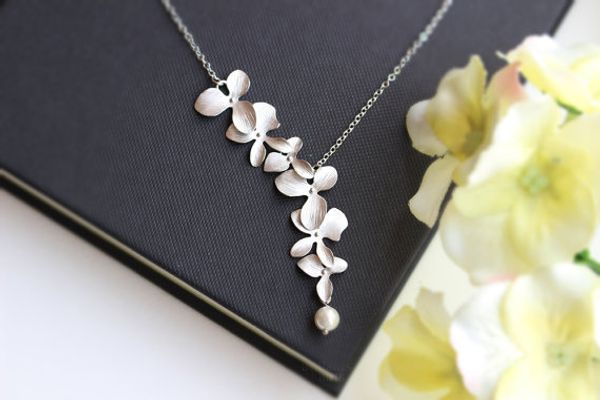 todorova orchid flower with simulated pearl necklace pendant charm long chain collars necklace for women chic party gift jewelry, Silver
todorova orchid flower with simulated pearl necklace pendant charm long chain collars necklace for women chic party gift jewelry, Silver