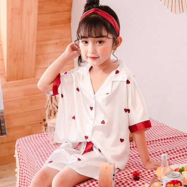 summer girls' ice silk children's pajamas, big girls' silk short sleeve nightdress, thin summer home clothes set, Blue;red
summer girls' ice silk children's pajamas, big girls' silk short sleeve nightdress, thin summer home clothes set, Blue;red