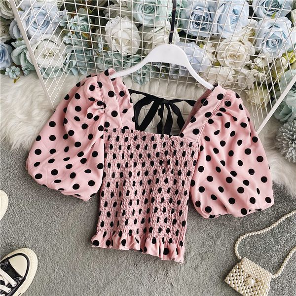 2020 summer new female dot print square collar puff sleeve ruffle chiffon shirts women elegant lace-up waist blouses fairy shirt, White
2020 summer new female dot print square collar puff sleeve ruffle chiffon shirts women elegant lace-up waist blouses fairy shirt, White