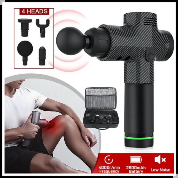 

min.1set 20 speed muscle massager therapy massage gun deep vibration muscle relaxer with 6 replacement heads high frequency