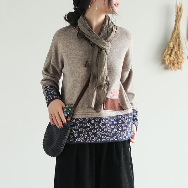 women pullover sweaters patchwork print floral long sleeve 2019 autumn new vintage women cloths soft o-neck sweaters, White;black
women pullover sweaters patchwork print floral long sleeve 2019 autumn new vintage women cloths soft o-neck sweaters, White;black