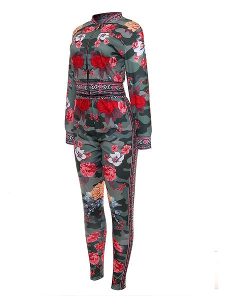 women clothing fashion slim-fit bodycon printed zipper long sleeve two-piece set, White
women clothing fashion slim-fit bodycon printed zipper long sleeve two-piece set, White