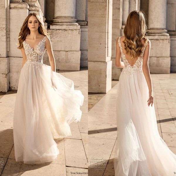 berta 2019 a line wedding dresses v neck lace backless tulle floor length bridal gowns plus size beach boho robe de mariée, White
berta 2019 a line wedding dresses v neck lace backless tulle floor length bridal gowns plus size beach boho robe de mariée, White