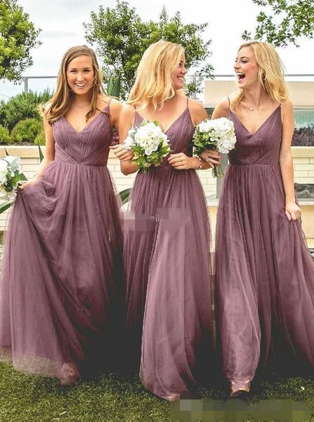 dusty pink tulle bridesmaid dresses spaghetti straps boho ruched pleats floor length maid of honor gown custom made formal occasion wear, White;pink
dusty pink tulle bridesmaid dresses spaghetti straps boho ruched pleats floor length maid of honor gown custom made formal occasion wear, White;pink