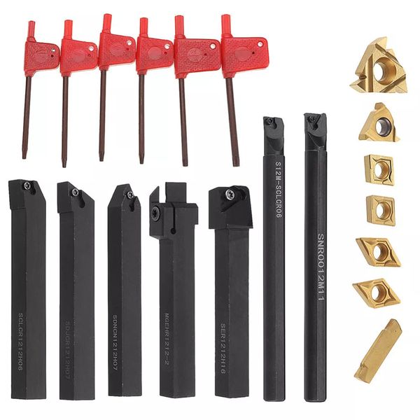 7pc lathe turning tool torno lathe tools holder solid carbide inserts holder boring bar cutter metal turning rod industria 
7pc lathe turning tool torno lathe tools holder solid carbide inserts holder boring bar cutter metal turning rod industria