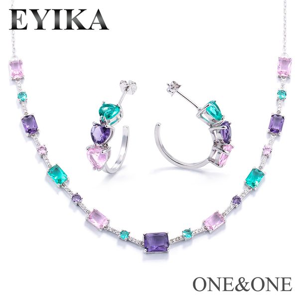 eyika 2019 jewelry set square necklace and heart stud earrings mixing color fashion glass jewelry set for women, Silver
eyika 2019 jewelry set square necklace and heart stud earrings mixing color fashion glass jewelry set for women, Silver