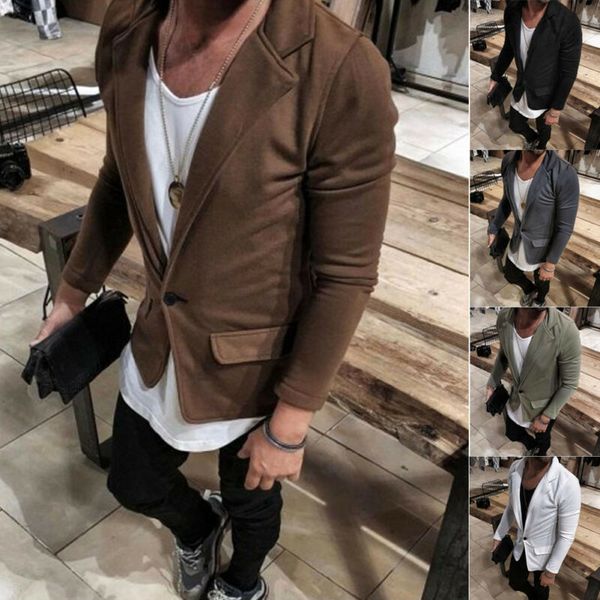 men fashion solid color long sleeve blazer 2019 new one button breasted slim fit small suit office business casual m-3xl, White;black
men fashion solid color long sleeve blazer 2019 new one button breasted slim fit small suit office business casual m-3xl, White;black