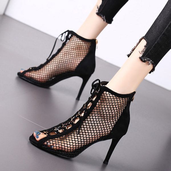 fishbill high heel stiletto fashion women's boots 2020 summer new mesh gauze strap roman cool boots, Black
fishbill high heel stiletto fashion women's boots 2020 summer new mesh gauze strap roman cool boots, Black