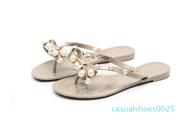 myfitgo fashion pearls bowknot women flip flops summer beach flat slippers female outside jelly shoes pvc slides women slippers c25, Black 
myfitgo fashion pearls bowknot women flip flops summer beach flat slippers female outside jelly shoes pvc slides women slippers c25, Black