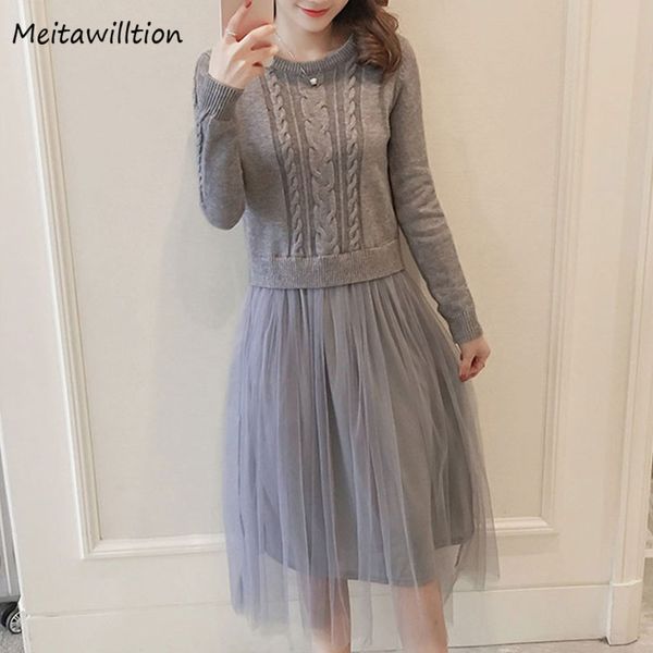 2019 autumn winter women loose dress ladies solid long sleeve vintage dress female patchwork mesh knitted sweater dresses, Black;gray
2019 autumn winter women loose dress ladies solid long sleeve vintage dress female patchwork mesh knitted sweater dresses, Black;gray