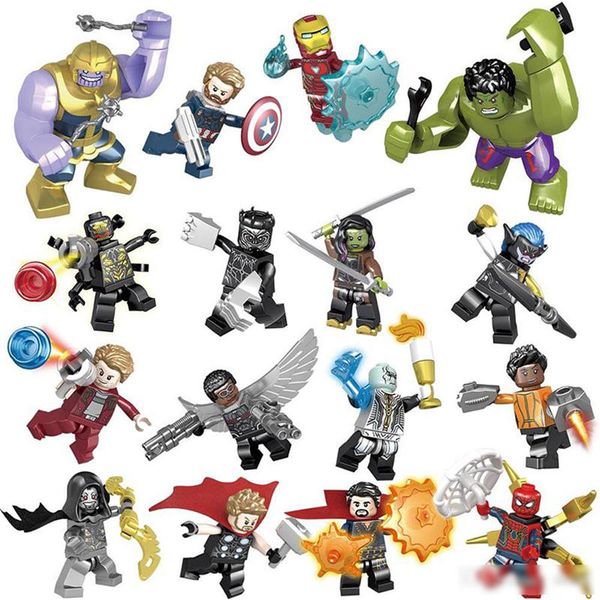 

Marvel building blocks Sets 16pcs/lot Avengers Infinity War Minifig Superhero Thor Hulk Captain America Figures Building Blocks Toys