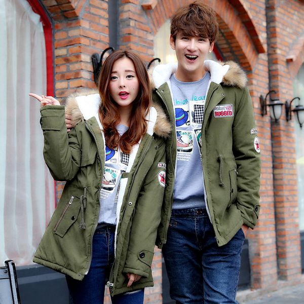 winter women's down coat thickening plus velvet parkas warmly men's cotton outwear coats long zipper lovers hooded jacket five-poi, Black
winter women's down coat thickening plus velvet parkas warmly men's cotton outwear coats long zipper lovers hooded jacket five-poi, Black