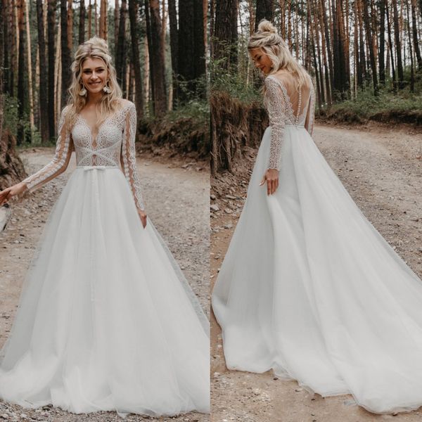 2020 bohemian свадебные платья jewel кружева аппликации длинные рукава boho свадебные платья сшитое развертки поезд платья линия свадебные, White
2020 bohemian свадебные платья jewel кружева аппликации длинные рукава boho свадебные платья сшитое развертки поезд платья линия свадебные, White