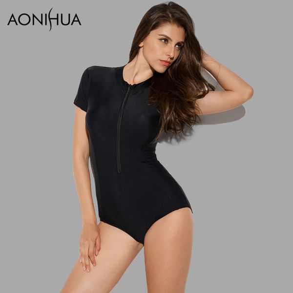 aonihua black swimsuit women 1 one piece swimwear 2018 short sleeve front zipper solid beach surfing swimming suit 1990 xxl, White;black
aonihua black swimsuit women 1 one piece swimwear 2018 short sleeve front zipper solid beach surfing swimming suit 1990 xxl, White;black