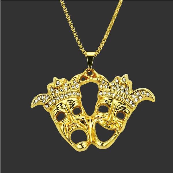 the latest european and american fashion necklace pop hip-hop personality double clown diamond-inlaid boutique pendant necklace, Silver
the latest european and american fashion necklace pop hip-hop personality double clown diamond-inlaid boutique pendant necklace, Silver