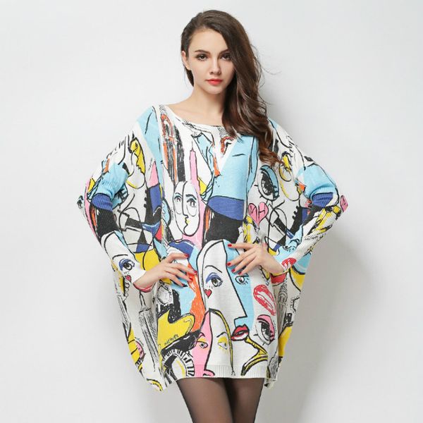 the spring of 2018 the new fat mm large size ladies sweaters smiling face printed graffiti wool blended sweater coat female, White;black
the spring of 2018 the new fat mm large size ladies sweaters smiling face printed graffiti wool blended sweater coat female, White;black