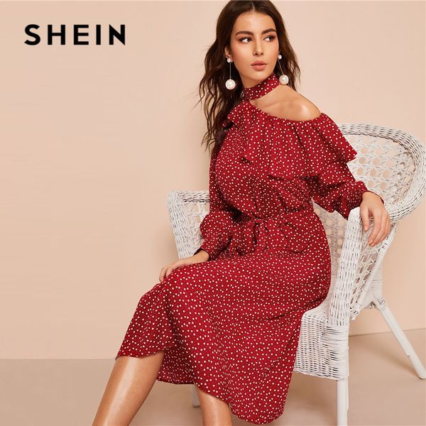 shein polka dot print ruffle trim cut out neck dress women clothes 2019 spring glamorous long sleeve belted midi dress, Black;gray
shein polka dot print ruffle trim cut out neck dress women clothes 2019 spring glamorous long sleeve belted midi dress, Black;gray