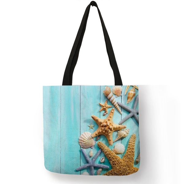 ladies shoulder bag blue ocean starfish beach sand prints tote bag linen fabric beautiful casual practical handbag
ladies shoulder bag blue ocean starfish beach sand prints tote bag linen fabric beautiful casual practical handbag