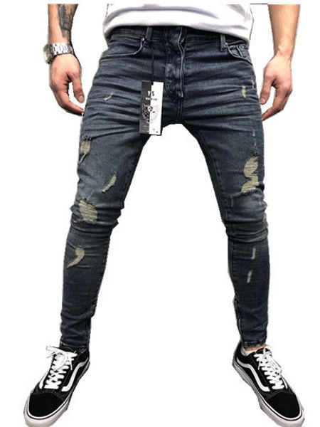 2019 men's new stretchy ripped skinny jeans destroyed denim biker pants mens casual elastic waist pencil pants plus size j8k9, Blue
2019 men's new stretchy ripped skinny jeans destroyed denim biker pants mens casual elastic waist pencil pants plus size j8k9, Blue