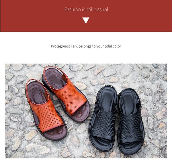 2020 new men's sandals men's first layer of leather casual beach shoes leather thick bottom non-slip dual-use sandals and slippers, Black
2020 new men's sandals men's first layer of leather casual beach shoes leather thick bottom non-slip dual-use sandals and slippers, Black