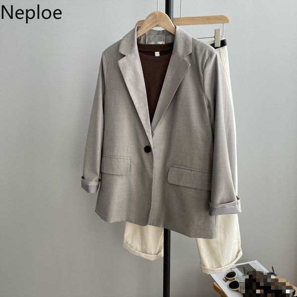 neploe turn down collar long sleeve a buckle blazer women casual work style office lady solid coat spring loose jacket 49026, White;black
neploe turn down collar long sleeve a buckle blazer women casual work style office lady solid coat spring loose jacket 49026, White;black