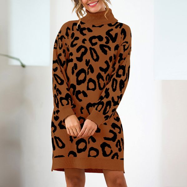 women leopard print turtleneck sweaters autumn winter ladies long sleeve knitted pullover 2019 new loose slim sweater mini dress, White;black
women leopard print turtleneck sweaters autumn winter ladies long sleeve knitted pullover 2019 new loose slim sweater mini dress, White;black