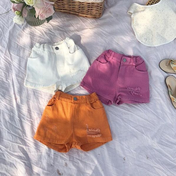 2020 new arrival girls boys denim holes shorts summer girls shorts 1-7 years qa529, Black