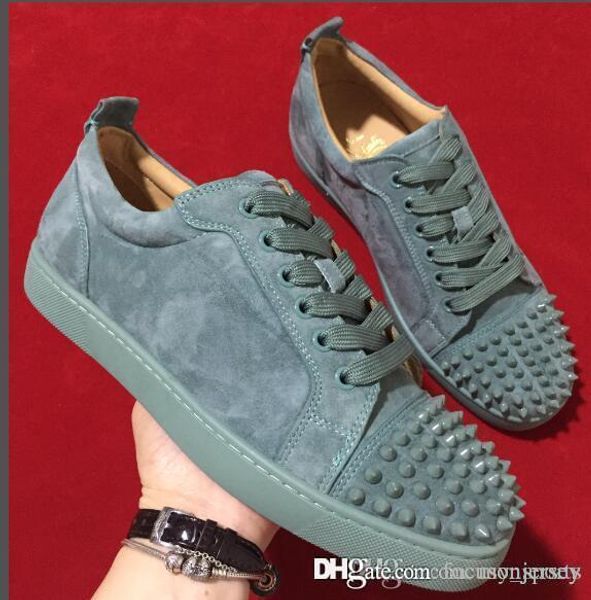 op quality grey genuine leather red bottom skate junior spikes low shoes men's flat rivets toe outdoor trainers studs sneakers 35-46 fr, Black
op quality grey genuine leather red bottom skate junior spikes low shoes men's flat rivets toe outdoor trainers studs sneakers 35-46 fr, Black