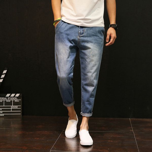 cycling jeans men's solid color jeans 2019 new loose thin section japanese cropped feet pants more sizes 28-40 42, Blue
cycling jeans men's solid color jeans 2019 new loose thin section japanese cropped feet pants more sizes 28-40 42, Blue