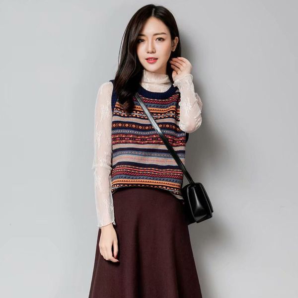 2019 spring autumn new women's short national style sweater vest o-neck plus size striped sleeveless pullover knit female lq754, White;black
2019 spring autumn new women's short national style sweater vest o-neck plus size striped sleeveless pullover knit female lq754, White;black