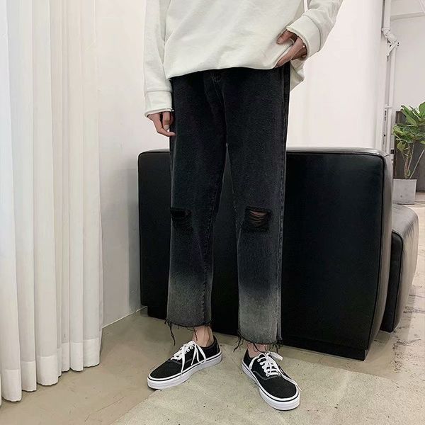 gradient ripped jeans men's fashion retro casual straight jeans men streetwear wild loose hip hop hole denim trousers mens, Blue
gradient ripped jeans men's fashion retro casual straight jeans men streetwear wild loose hip hop hole denim trousers mens, Blue